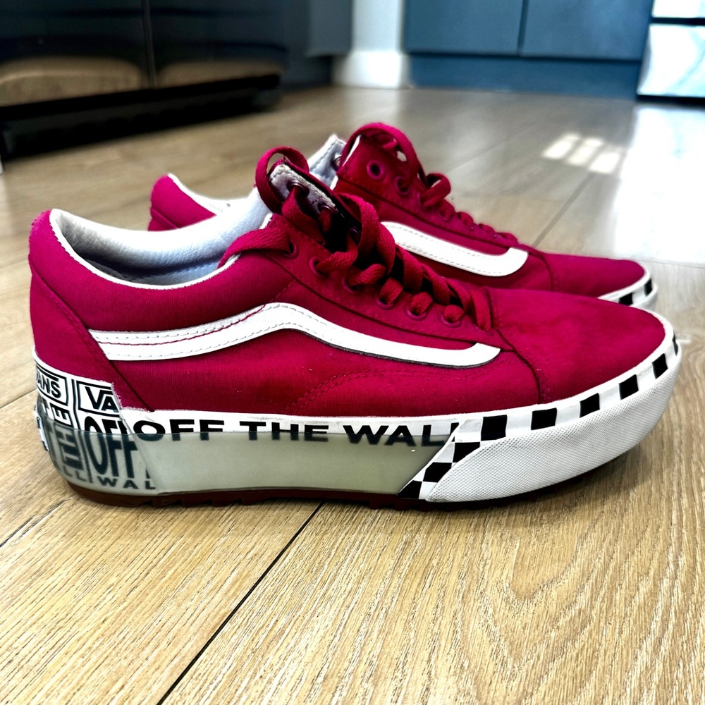 Pink Vans Old Skool Stacked Logo Platform Sneakers